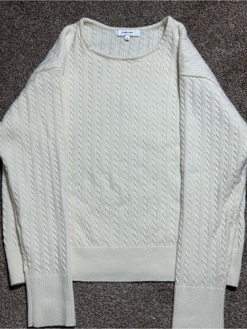 Cable-Knit Crewneck Sweater - Ivory